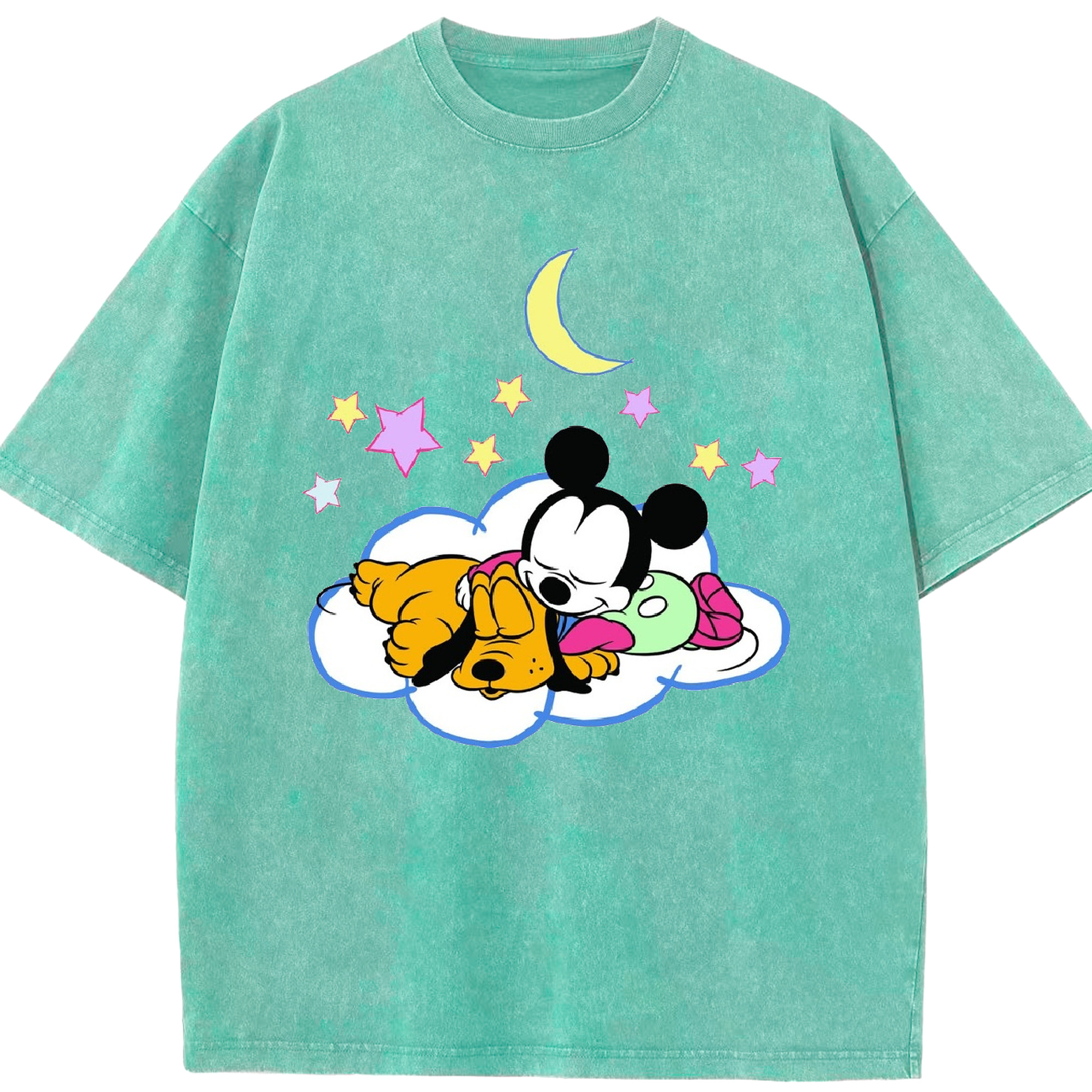 （画像用） ミッキーマウス Mickey Mouse 綿100% ヴィンテージ風 半袖Tシャツ（フロントプリント）